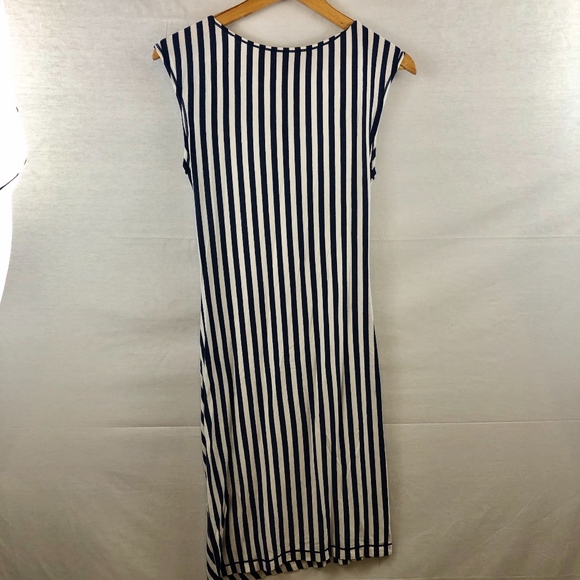 Max Studio | *NEW* Ruched Striped Midi Dress sz L - Picture 6 of 7
